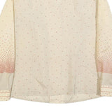 Womens Cream & Pink Printed Shirt Long Sleeve Button Neck L Lightweight