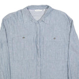 TOM TAILOR Womens Blue Shirt Long Sleeve Button Neck Size S Lightweight