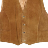 TRADE Mens Brown Suede Button Waistcoat L Polyester Blend Plain Classic Style