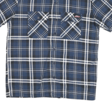 DICKIES Mens Blue & White Plaid Short Sleeve Shirt L Cotton Blend Casual
