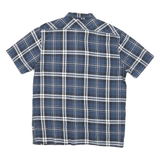 DICKIES Mens Blue & White Plaid Short Sleeve Shirt L Cotton Blend Casual
