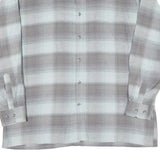 Mens Grey & White Check Cotton Shirt L Casual Classic Button-Up