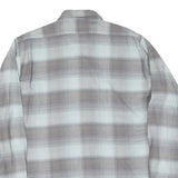 Mens Grey & White Check Cotton Shirt L Casual Classic Button-Up