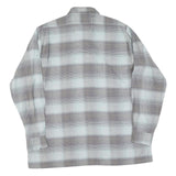 Mens Grey & White Check Cotton Shirt L Casual Classic Button-Up