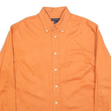 LANDS END Mens Orange Shirt M Cotton Blend Button Down Pocket Classic Fit