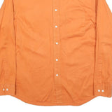 LANDS END Mens Orange Shirt M Cotton Blend Button Down Pocket Classic Fit