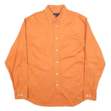 LANDS END Mens Orange Shirt M Cotton Blend Button Down Pocket Classic Fit