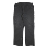 DICKIES Mens Black Relaxed Fit Work Trousers W36 L32 Cotton Blend Zip Closure