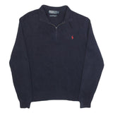 POLO RALPH LAUREN Mens Navy Plain Cotton Patterned Pullover Crew Neck Jumper L