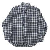 BLUE EDGE Mens Blue & Cream Checked Shirt L Cotton Blend Button Closure Casual