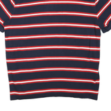 TOMMY HILFIGER Mens Navy Blue & Red Striped Short Sleeve Polo Shirt XL Cotton