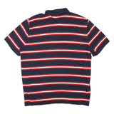 TOMMY HILFIGER Mens Navy Blue & Red Striped Short Sleeve Polo Shirt XL Cotton