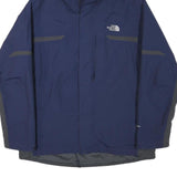 THE NORTH FACE Mens Blue & Grey Outdoor Jacket L Polyester Blend Waterproof Zip