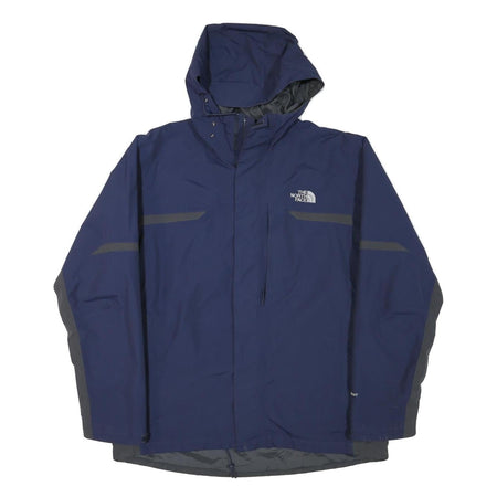 THE NORTH FACE Mens Blue & Grey Outdoor Jacket L Polyester Blend Waterproof Zip