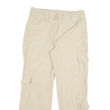 Womens Cotton Beige Regular Fit Straight Leg Trousers W32 L30 Casual Zip