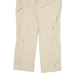 Womens Cotton Beige Regular Fit Straight Leg Trousers W32 L30 Casual Zip