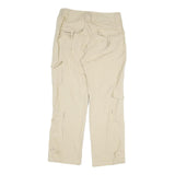 Womens Cotton Beige Regular Fit Straight Leg Trousers W32 L30 Casual Zip