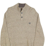 CHAPS Mens Beige Round Neck Patterned Jumper Cotton Blend M Casual Knitwear