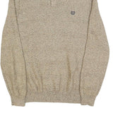 CHAPS Mens Beige Round Neck Patterned Jumper Cotton Blend M Casual Knitwear