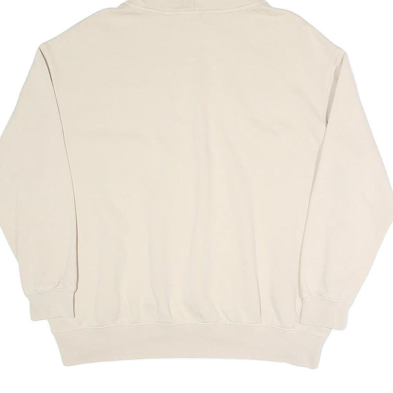 NIKE Womens Beige Cotton Blend Pullover Hoodie M Minimal Logo Casual Wear