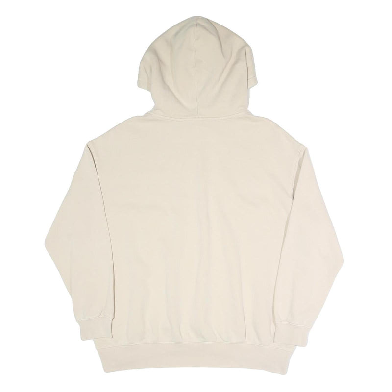 NIKE Womens Beige Cotton Blend Pullover Hoodie M Minimal Logo Casual Wear