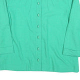 LESLIE FAY Womens Green Basic Top 3/4 Sleeve Band Collar M Cotton Blend