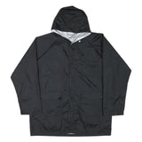 Mens Black Cashback Hooded Jacket L Polyester Blend Plain Button Closure