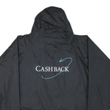 Mens Black Cashback Hooded Jacket L Polyester Blend Plain Button Closure