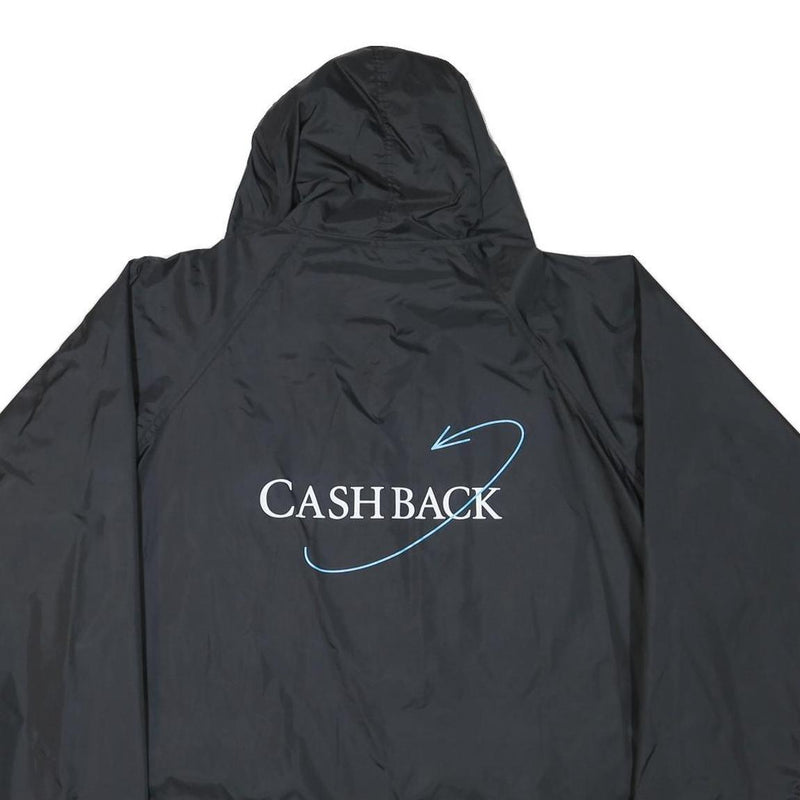 Mens Black Cashback Hooded Jacket L Polyester Blend Plain Button Closure
