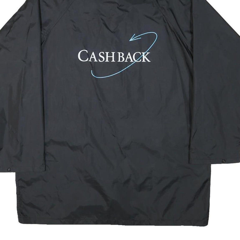 Mens Black Cashback Hooded Jacket L Polyester Blend Plain Button Closure