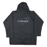 Mens Black Cashback Hooded Jacket L Polyester Blend Plain Button Closure