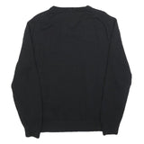 NAUTICA Mens Black Plain Jumper V-Neck Basic Knit L Cotton Blend Casual Knitwear