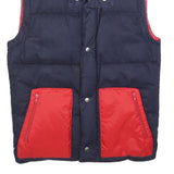 CASSIN Womens Navy & Red Puffer Jacket S Polyester Blend Zip Block Colour