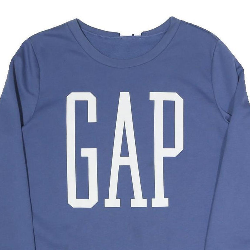 GAP Mens Blue Crew Neck Sweatshirt S Cotton Blend Logo Pullover Casual