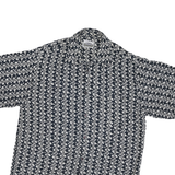 TORERO Mens Black & White Pattern Shirt L Cotton Blend Relaxed Fit Short Sleeve