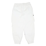 Mens Cotton Blend White Relaxed Cargo Trousers W30 L28 Drawstring Casual Pants