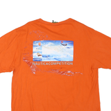 NAUTICA Mens Orange Graphic T-Shirt L Short Sleeve Crew Neck Competition Print