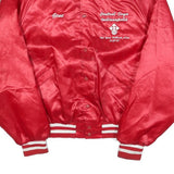 KING LOUIE Mens Red Satin Button Bomber Jacket L Retro Sportswear