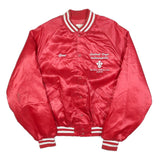 KING LOUIE Mens Red Satin Button Bomber Jacket L Retro Sportswear