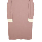 VICTORIA BECKHAM Womens Pink & Cream Long Sleeve Day Polyester Blend UK 10 Dress