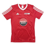 ADIDAS Mens Red & White Sport Shop Fischbach Graphic T-Shirt S Short Sleeve