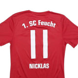 ADIDAS Mens Red & White Sport Shop Fischbach Graphic T-Shirt S Short Sleeve