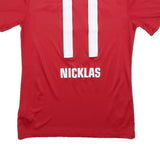 ADIDAS Mens Red & White Sport Shop Fischbach Graphic T-Shirt S Short Sleeve