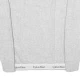 CALVIN KLEIN Womens Grey Sweatshirt Crew Neck S Logo Trim Pullover Cotton Blend