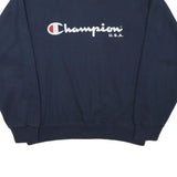 CHAMPION Mens Navy Blue Crew Neck S Cotton Blend Logo Sweatshirt Casual