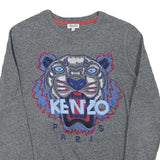 KENZO Mens Grey Cotton Blend Crew Neck XS Embroidered Tiger Sweatshirt