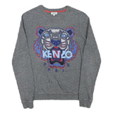 KENZO Mens Grey Cotton Blend Crew Neck XS Embroidered Tiger Sweatshirt