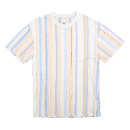 KARL KANI Mens Blue & Beige Striped T-Shirt XXS Short Sleeve Crew Neck Casual