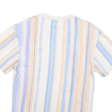 KARL KANI Mens Blue & Beige Striped T-Shirt XXS Short Sleeve Crew Neck Casual