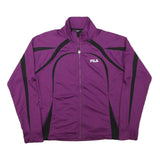 FILA Womens Purple & Black Zip Jacket L Polyester Blend Sportswear Lightweight